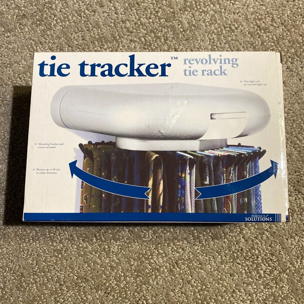 Tie Tracker Revolving Tie Rack Carousel Rotates Up To 30 Ties New